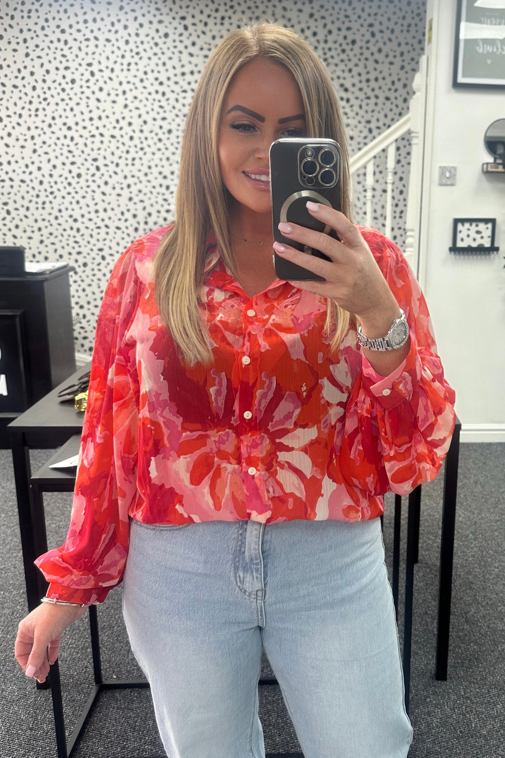 Floral Balloon sleeve blouse