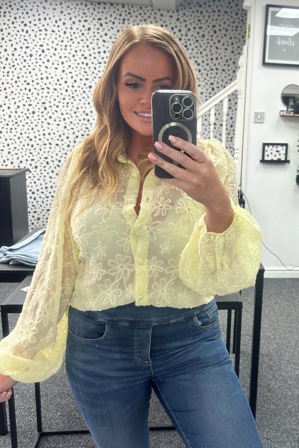 Yellow Balloon sleeve blouse