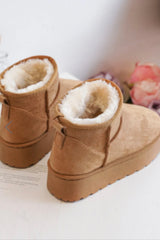 Girls Ultra Mini Chestnut Faux Suede Boots