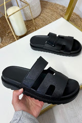 Black Chunky Gladiator Strap Sandals